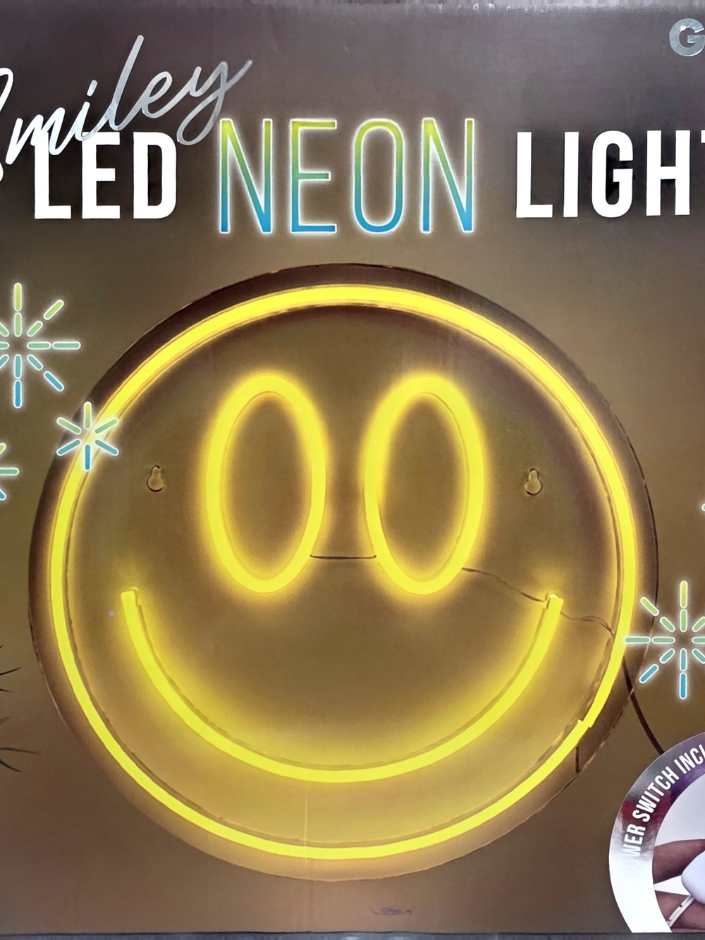 Smiley LED Neon Light - Yellow Smiley Wall Decor by Glo